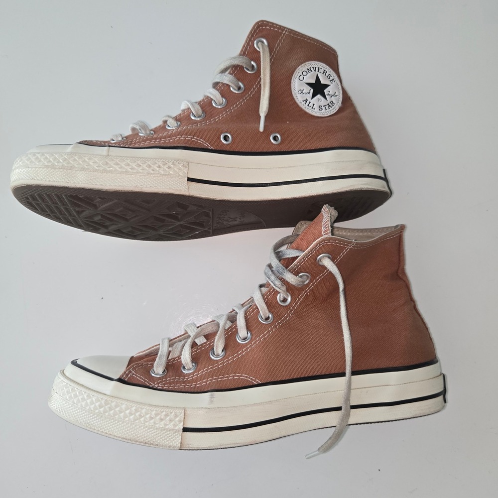Converse Chuck 70 Hi Top Sneakers Teak Brown Canvas Mens 8 A04588C - Picture 6 of 9
